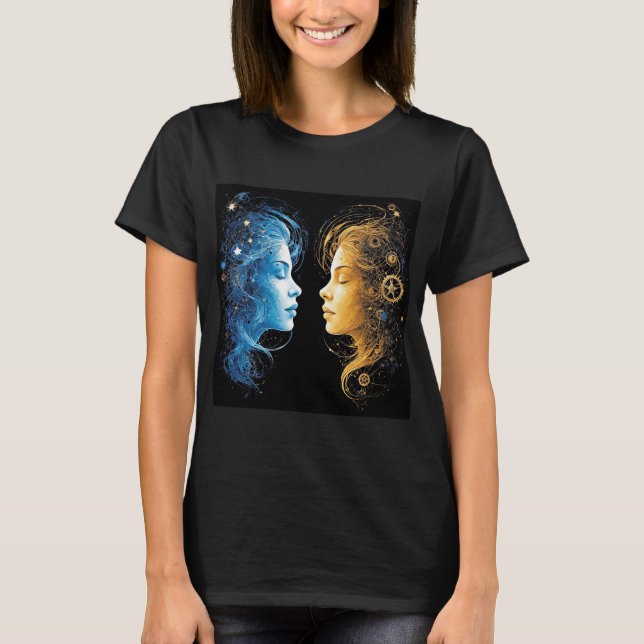 Dual Faces Representing Cosmic Energy T-Shirt (Front)
