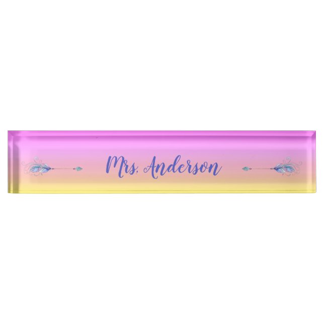 Dual Feathered Boho Arrows Personalized Nameplate (Front)