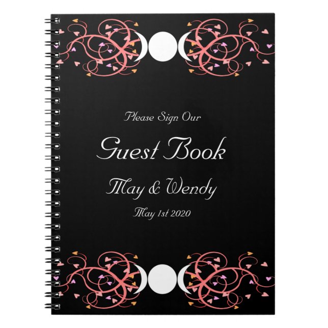 Dual Goddess Wiccan Lesbian Handfasting Guestbook Notebook (Front)