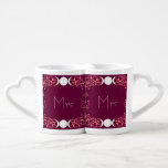 Dual Goddess Wiccan Lesbian Mrs & Mrs Lovers' Mugs<br><div class="desc">Two iterations of the Triple Goddess (moon icon) reach out with floral love-heart branches towards each other. Their interwoven foliage is eventually one and the same. The dual goddess design was created with lesbian brides in mind, though there's no reason why other couples - straight, gay or otherwise - can't...</div>