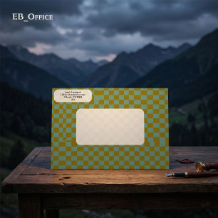 Dual Green Colours Chequered Return Address Envelope