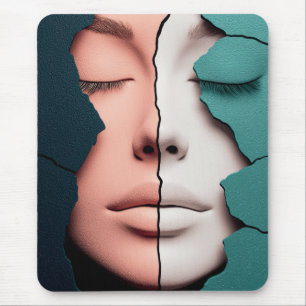 Dual Harmony Girl Portrait Mouse Pad