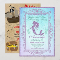DUAL INVITE - Mermaid and Pirate Birthday Invite