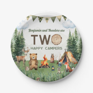 Dual Joint Double Camping Birthday Party Paper Plate