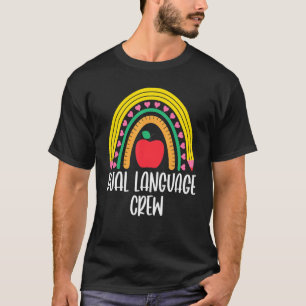Dual Language Crew Rainbow Bilingual Teacher Dual  T-Shirt