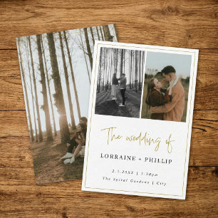 Dual Moments cover modern photo wedding Invitation