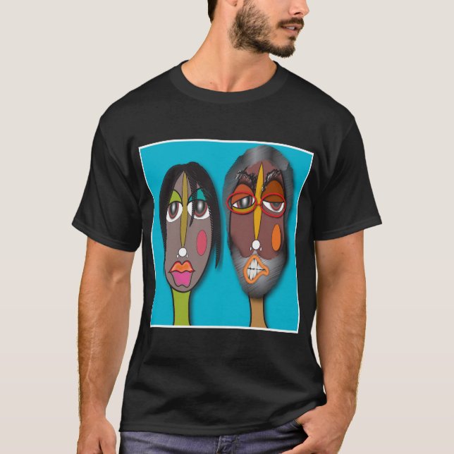  "Dual Moods" Abstract Face Art T-Shirt (Front)