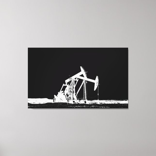 Dual Oil Pumping Unit Silhouette Canvas Print (Front)