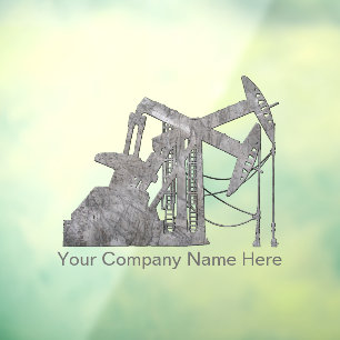 Dual Oil Pumping Units - Distressed Metal Look Window Cling
