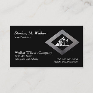 Dual Oil Well Pumping Unit in Silver Diamond Shape Business Card