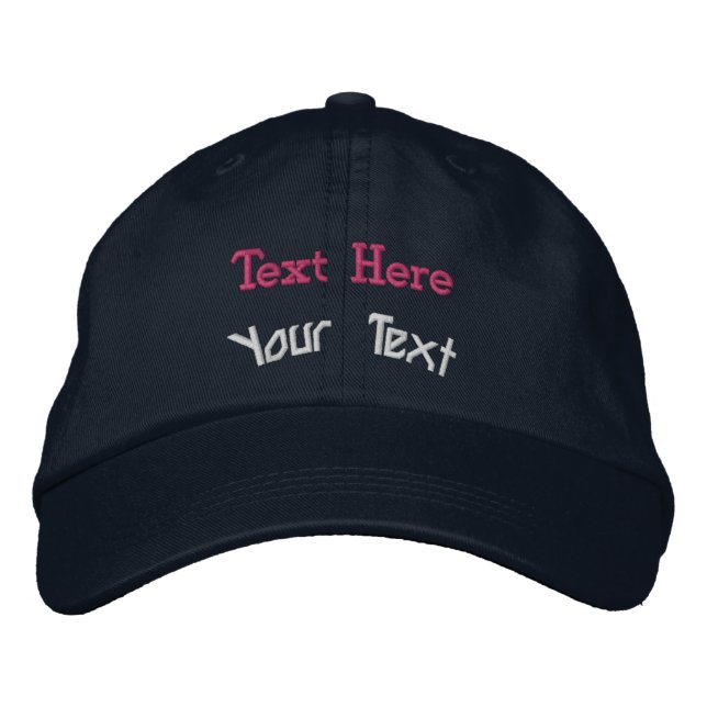 Dual Personalized Text Exclusive Adjustable Navy  Embroidered Hat (Front)