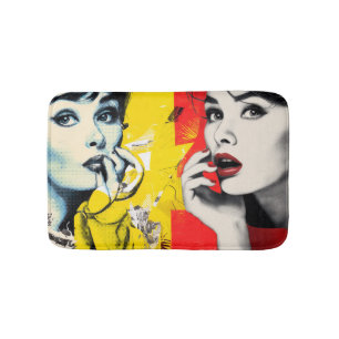 Dual pop art portrait bath mat