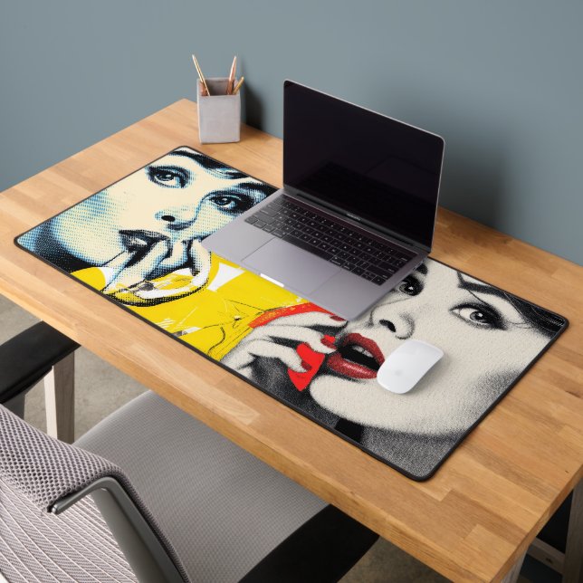 Dual pop art portrait  desk mat (Office 2)