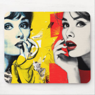 Dual pop art portrait mouse pad