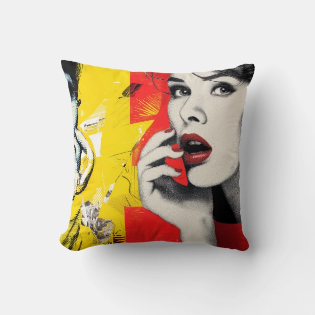 Dual pop art portrait  throw pillow (Front)