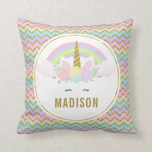 Dual Side Magical Rainbow and Unicorn Throw Pillow