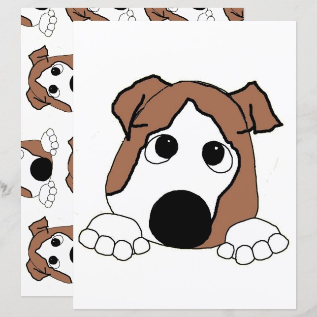 dual sided bulldog red and white peeking cartoon (Front/Back)