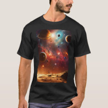Dual-Sided Cosmic Ballet: Planets Moon T-Shirt