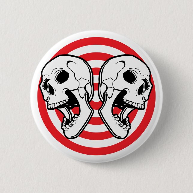 Dual Skull Target 2 Inch Round Button (Front)