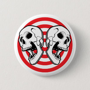 Dual Skull Target 2 Inch Round Button