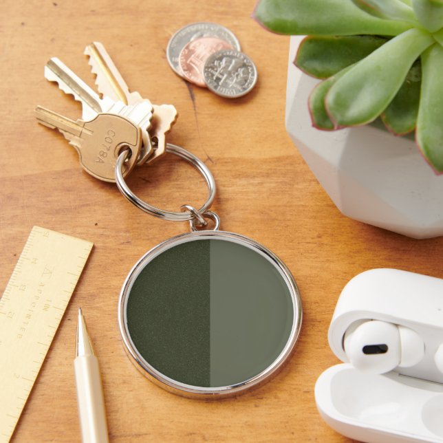 Dual-Texture Moss Green Keychain – Customizable (Desk)