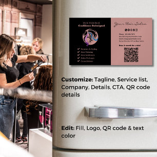 Dual-Tone Black & Tuscany Professional Hair Salon Magnetic Business Card