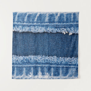Dual-Tone Bleached Denim Fabric Frame Tapestry