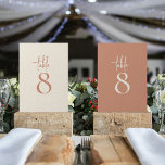 Dual Tone Cream Terracotta Wedding Table Number<br><div class="desc">Dual Tone Rustic Cream Terracotta Wedding Table Number. The opposite colorway is on the back so you can display either way on each of your tables to mix and match as you so wish for this minimalist earthy colours design. Personalise each table number and add to your cart individually. The...</div>