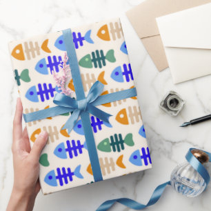 Dual Tone Cute Fish Bone Pattern Wrapping Paper