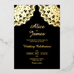 Dual Top Mandala Elegant Black Gold Foil Wedding
