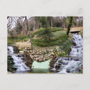 Dual Waterfalls Over Rocks Short Postcard