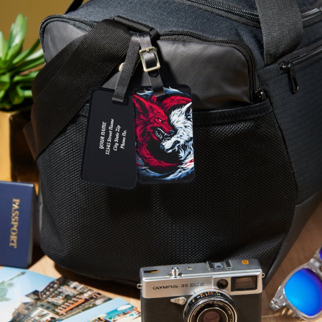 Dual Wild Lunar Wolf Luggage Tag (Front & Back)