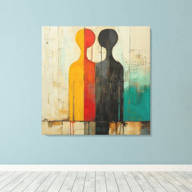 Duality – Abstract Figures of Light and Shadow Canvas Print (Insitu(Wood Floor))