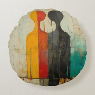 Duality – Abstract Figures of Light and Shadow Round Pillow