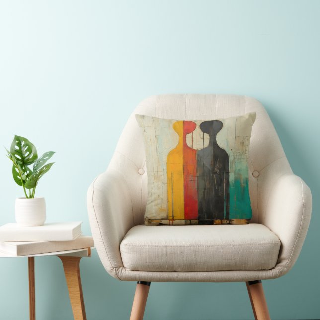 Duality – Abstract Figures of Light and Shadow Throw Pillow (Chair)