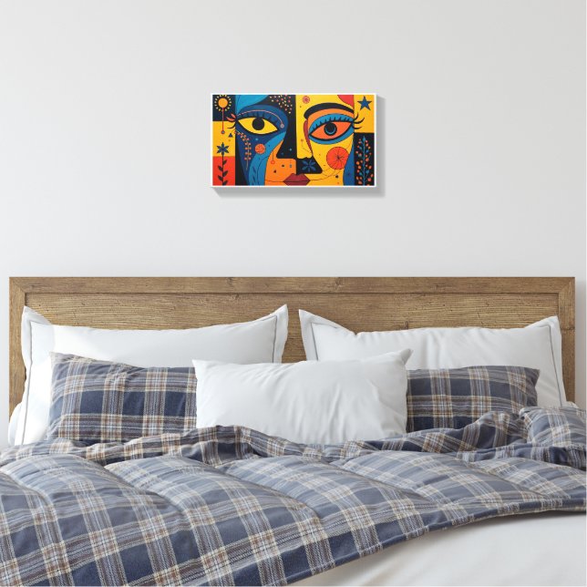 Duality in Bloom: A Symphony of Sight and Symbol Canvas Print (Insitu(Bedroom))