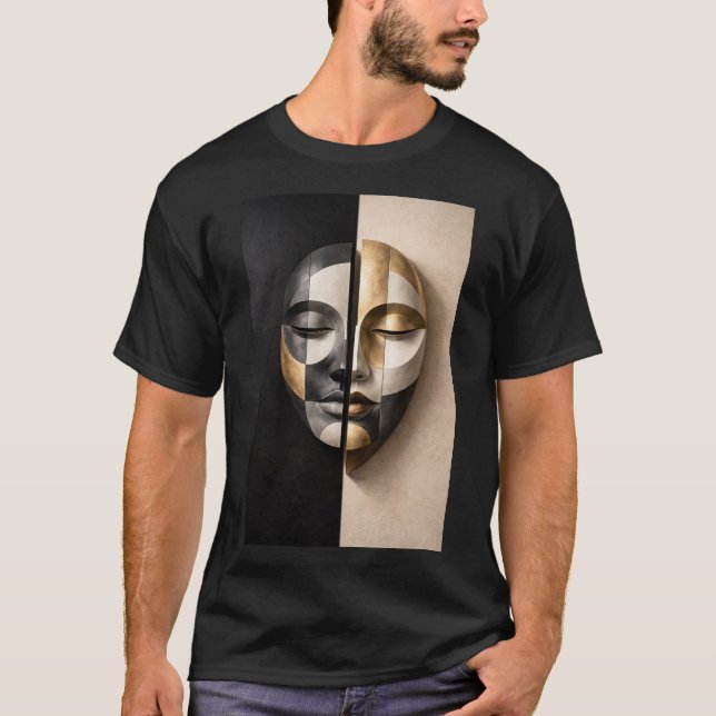 Duality Mask – Modern Geometric Abstract Face T-Shirt (Front)