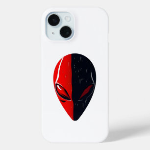 Duality Mask – Red and Black Minimalist Face iPhone 15 Case