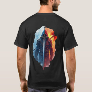 Duality Warrior – Fire & Ice Knight Fantasy Design T-Shirt