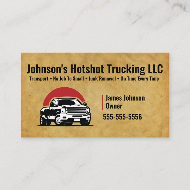 Dually Hot Shot Trucking Business Card (Front)