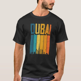 Dubai Arab Emirates Retro Vintage Sunset Skyline D T-Shirt