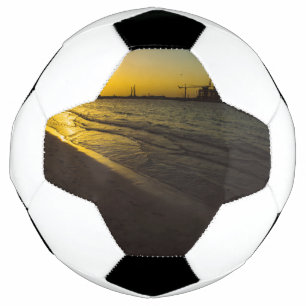Dubai beach sunset soccer ball