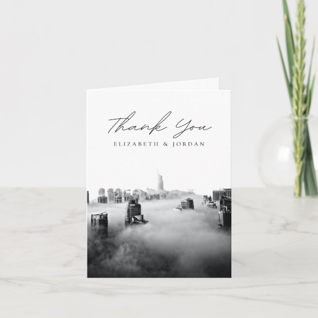 Dubai Black & White Blank Thank You Card (Front)