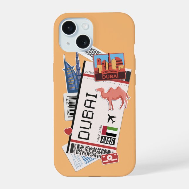 Dubai Boarding Pass iPhone 15 Case (Back)