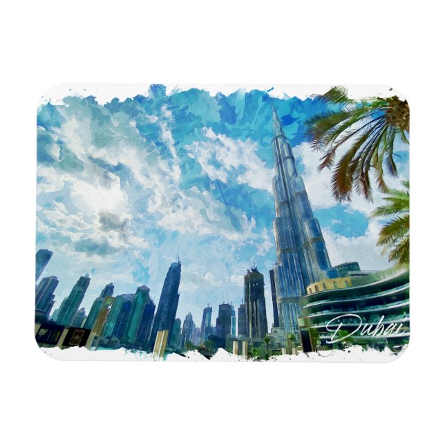 Dubai Burj Khalifa Panorama View Magnet (Horizontal)