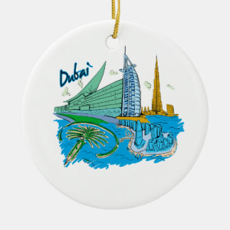 dubai city graphic travel design.png ceramic ornament