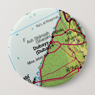 Dubai City Map 4 Inch Round Button