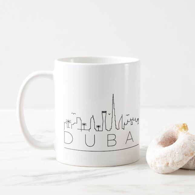 Dubai | City Stylized City Skyline Coffee Mu Mug (With Donut)