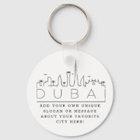 Dubai City Stylized Skyline Custom Slogan Keychain