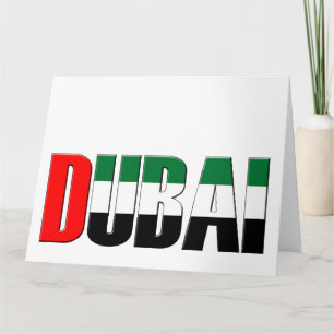 Dubai City UAE Flag Colours Typography Card